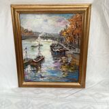 Oil painting on canvas signed “Autumn in Paris” dimensions: height-65cm- width-42cm-
