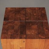 Brutalist solid Teak wood Stool or Side Table. 1990s