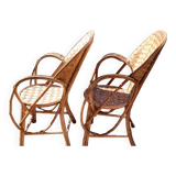 Chestnut braid armchairs from the 70s