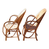 Chestnut braid armchairs from the 70s