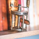 Old little fishing rod reel presto with bone handle fisherman collection