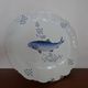 Fish plate limoges "corail la mer" porcelain a. giraud & cie sauviat