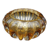 Murano Barovier Toso Ribbed Blown Glass Cup with Amber Color Inclusions