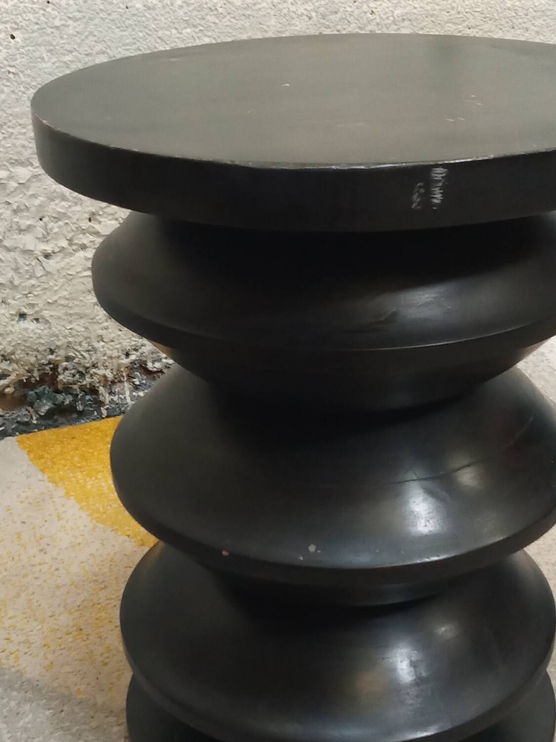 Black solid wood stool