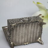 Vintage Silver Metal Jewelry Box Japan