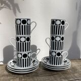 6 Vintage 90s Black and White Coffee Cups Geometric Patterns