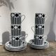6 Vintage 90s Black and White Coffee Cups Geometric Patterns