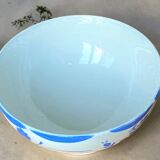 Large antique earthenware bowl from Gien, Mona decoration.