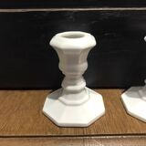 set of 2 vintage white porcelain candlesticks
