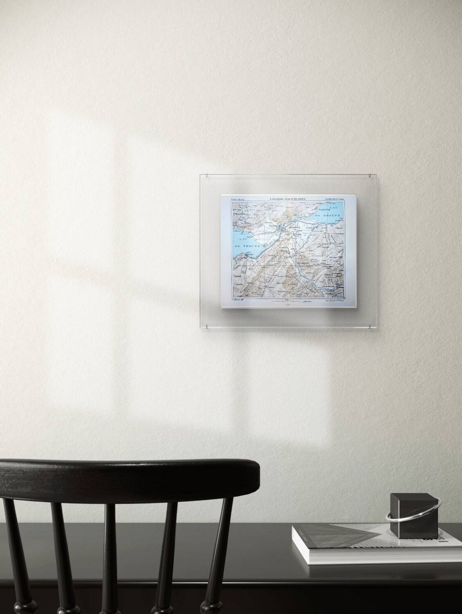 Imprimée en 1844, les environs d'Interlaken, Suisse.