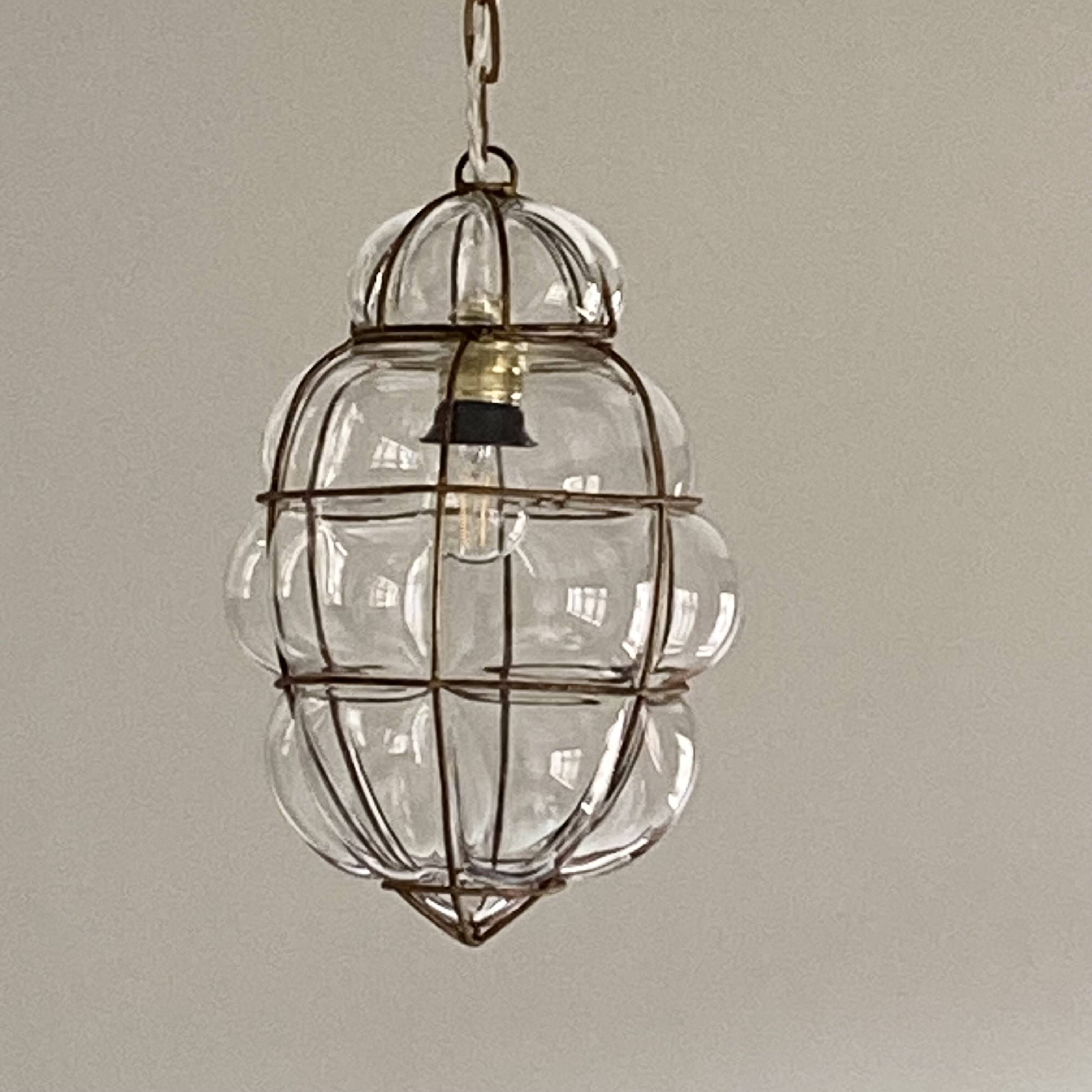 Murano glass cage chandelier pendant light, Venetian lantern style