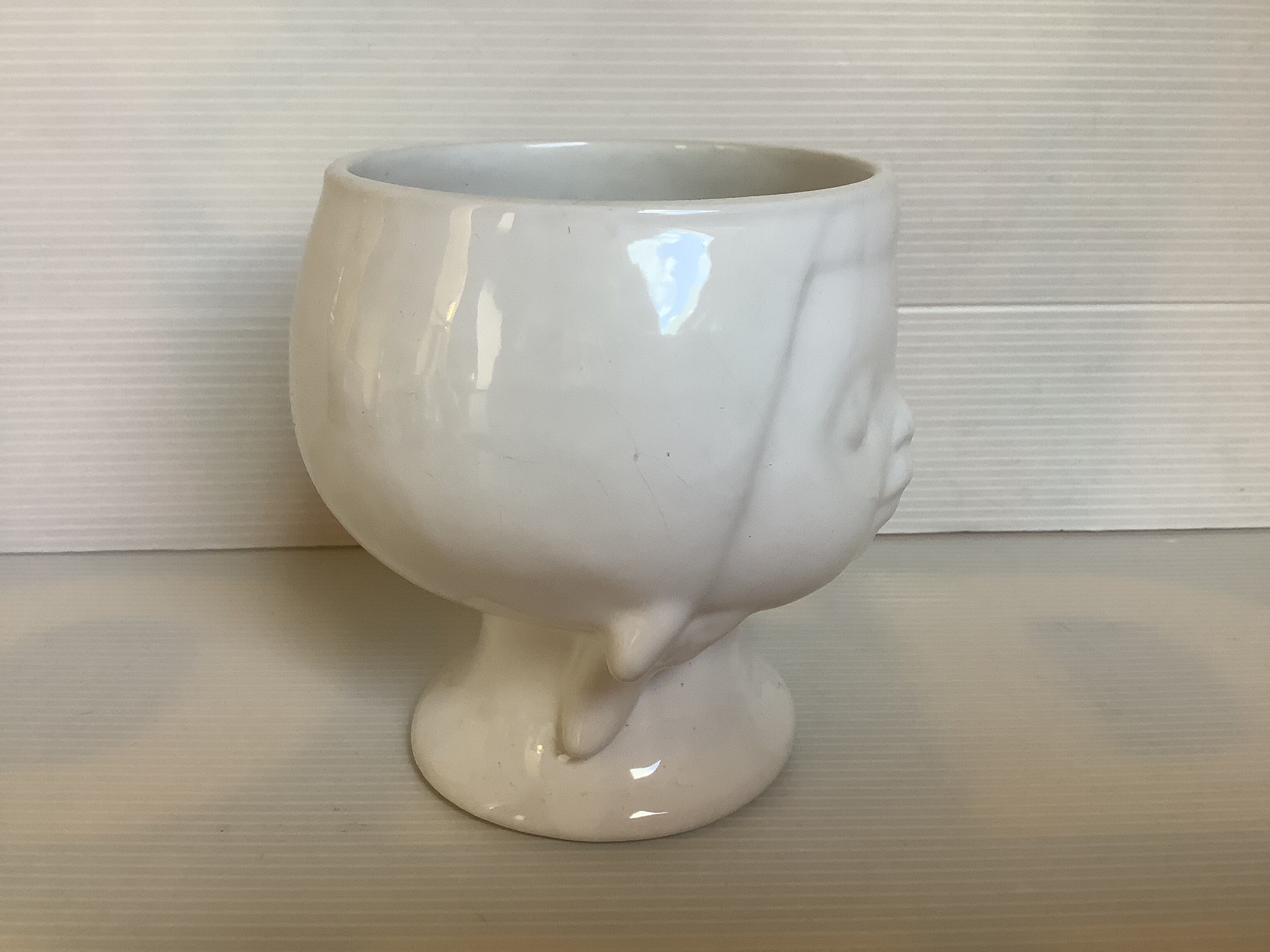 Head girl cache pot vase white earthenware