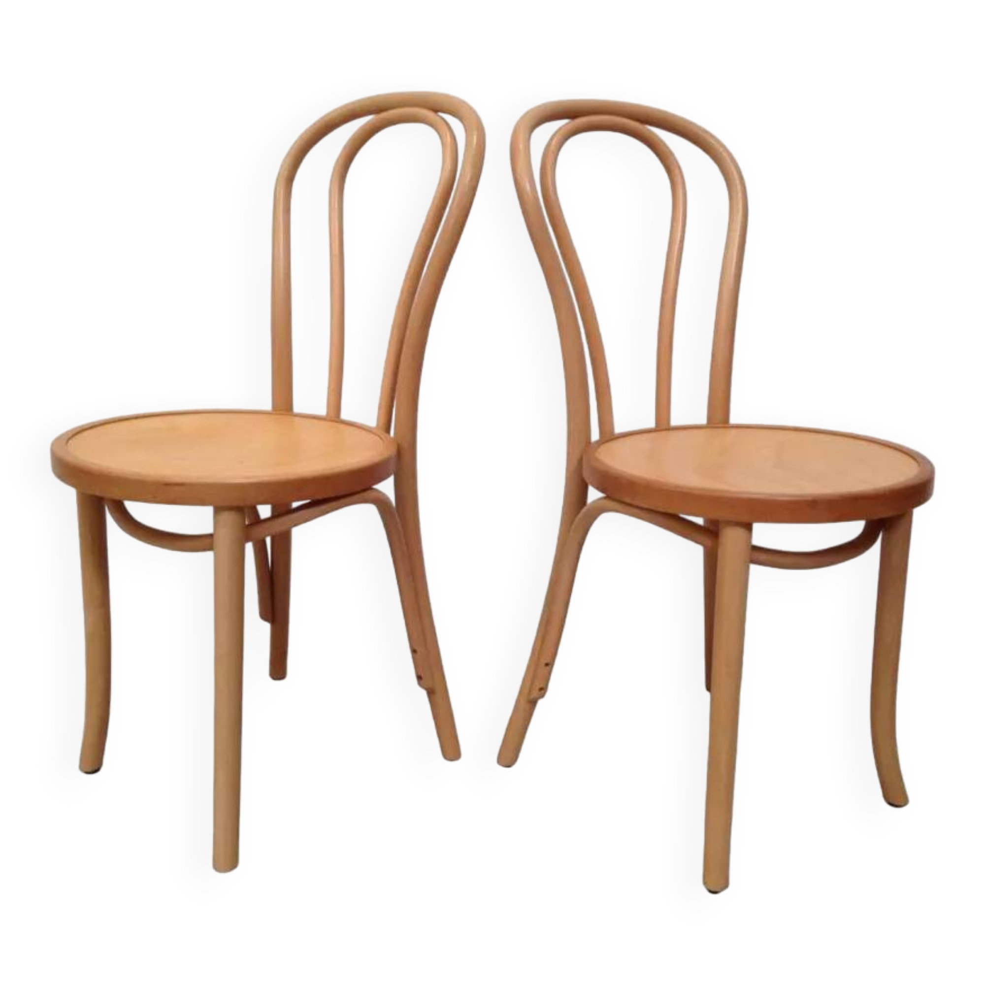 Pair of curved wooden bistro chairs