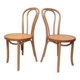 Pair of curved wooden bistro chairs