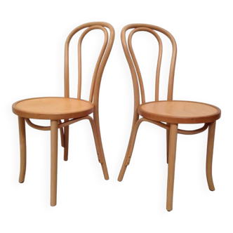 Pair of curved wooden bistro chairs