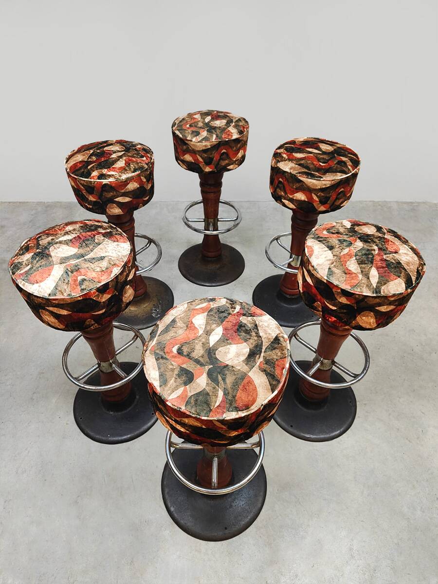 Tabourets de bar vintage français Art Déco 'Impression graphique'
