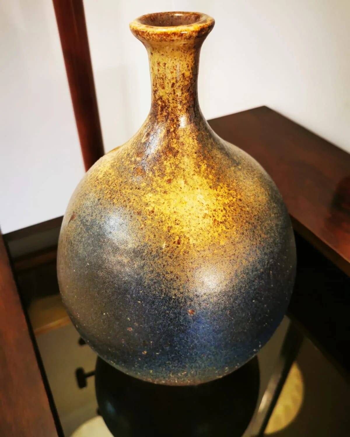 Vintage stoneware ball vase by Daniel Cassiet from 1972