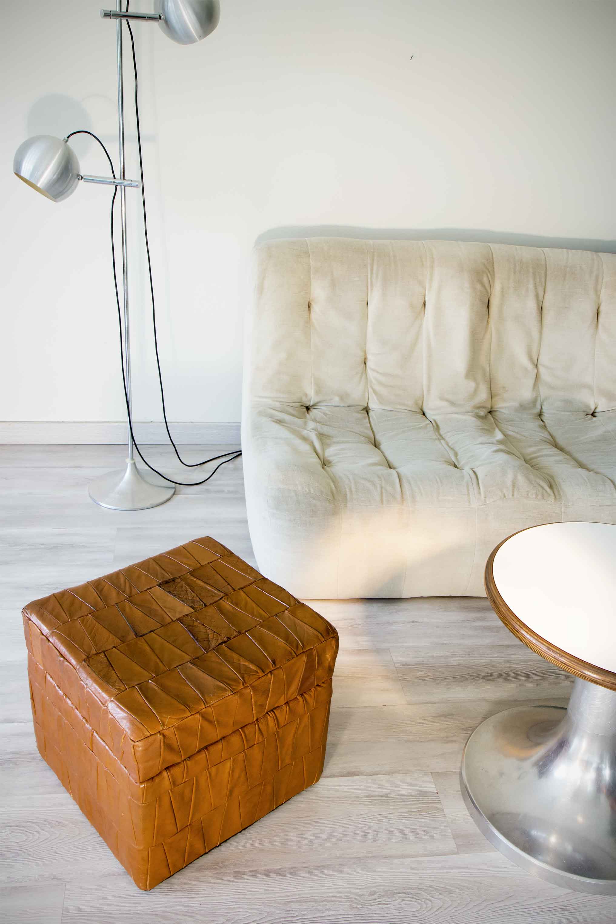 Square leather patchwork de Sede box pouf 1970