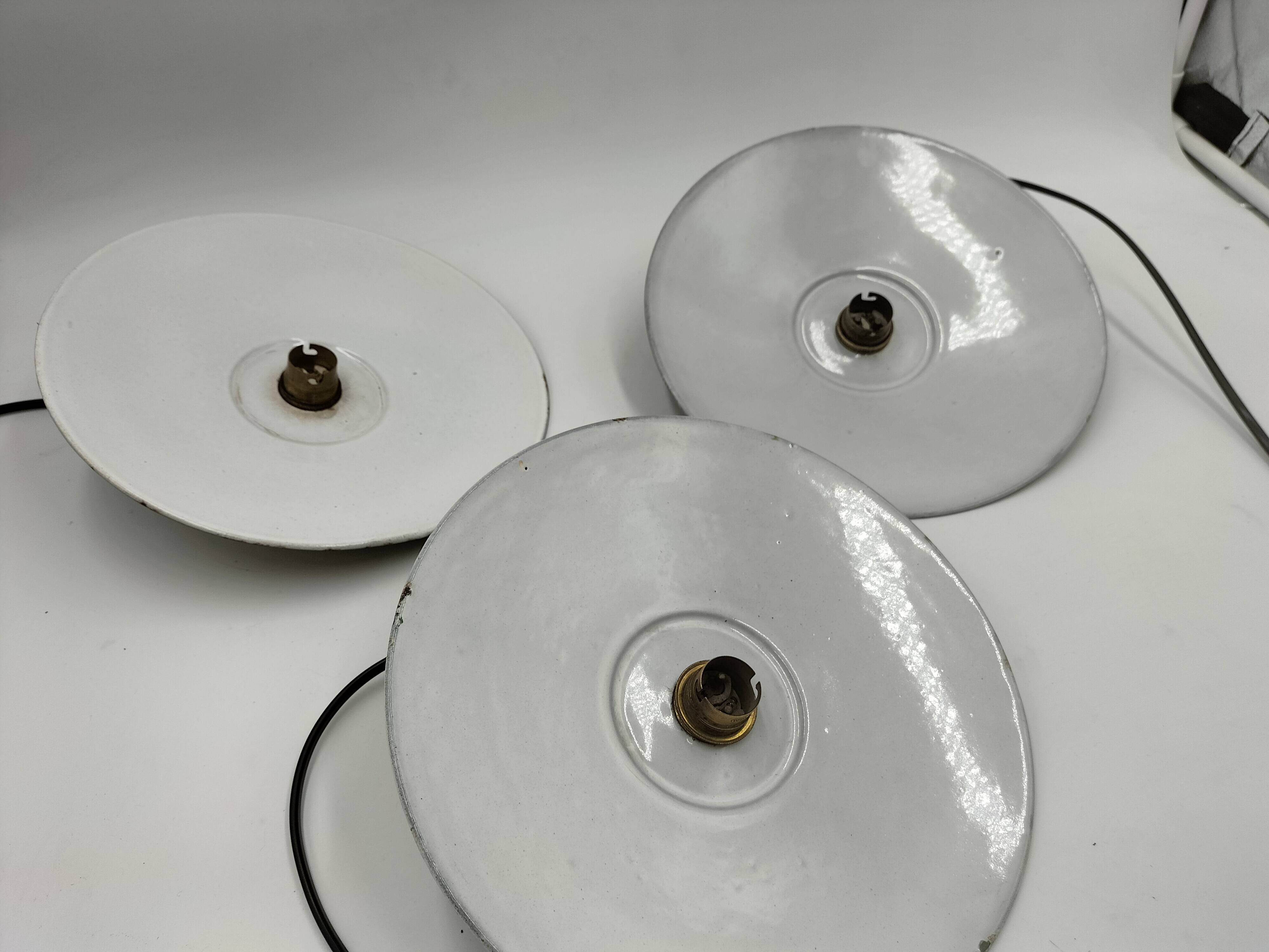 Enameled sheet metal pendant lights
