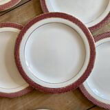 Set of 11 vintage dessert plates - Monaco red model by Salins