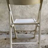 Extra folding chair / garden chair / vintage white lacquered solid wood office chair
