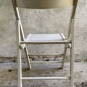 Extra folding chair / garden chair / vintage white lacquered solid wood office chair