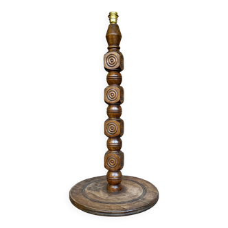Pied de lampe en bois sculpté 1950
