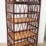 Vintage rattan bookcase shelf