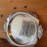Elegant Art Deco silver-plated metal serving tray, double hallmarked