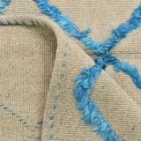 6x9 Beige & Blue Handmade Moroccan Rug, 185x282Cm SK 7339
