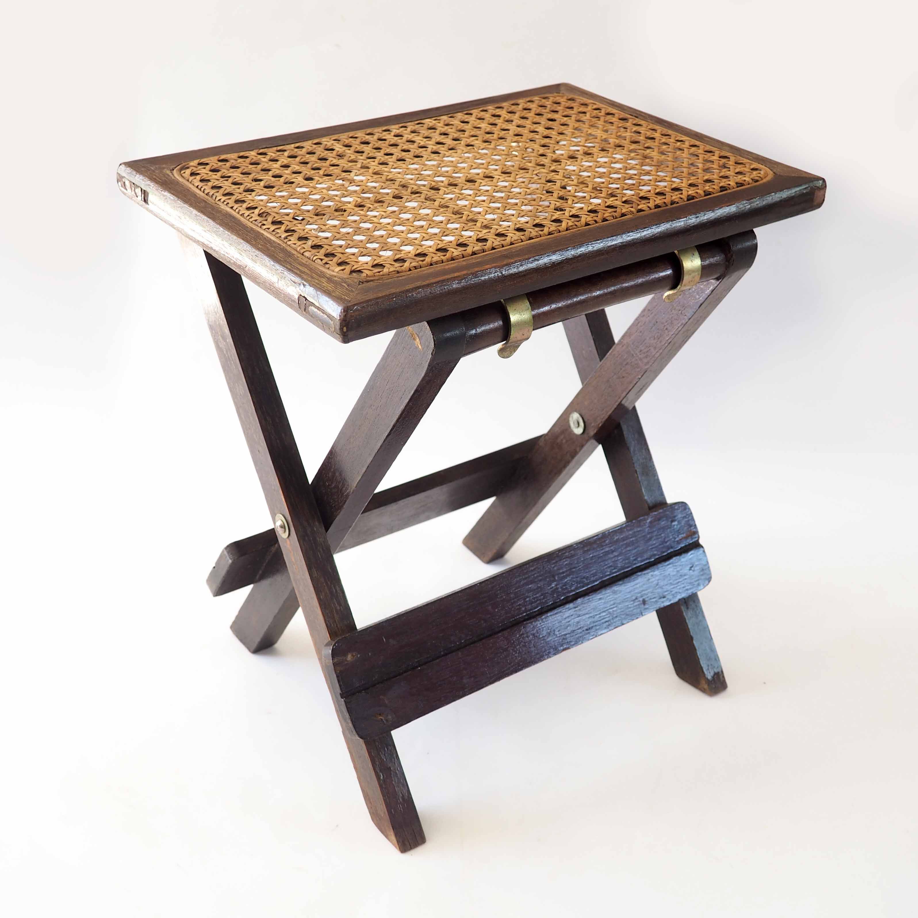 Folding wooden stool