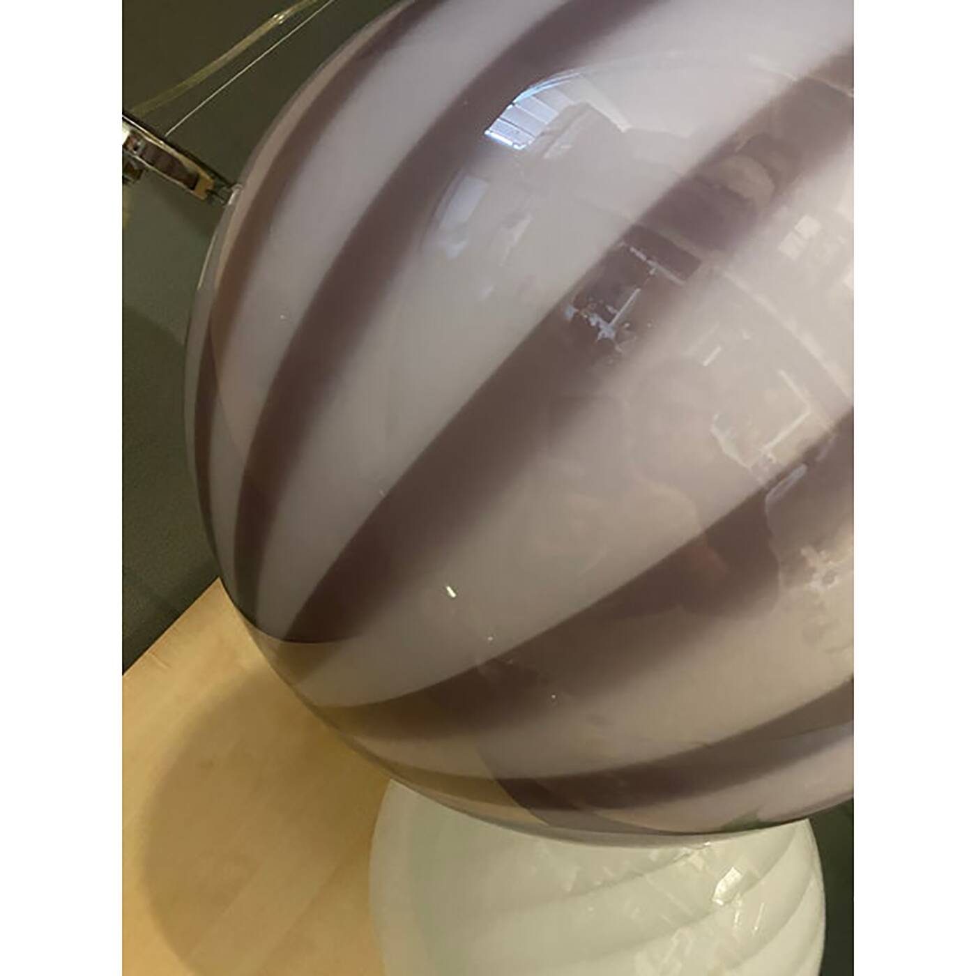 Contemporary Violet and White/Gray Sphere Pendant in Glass