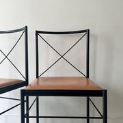 Metal and cognac leather chair, Arrben Italy design 1970