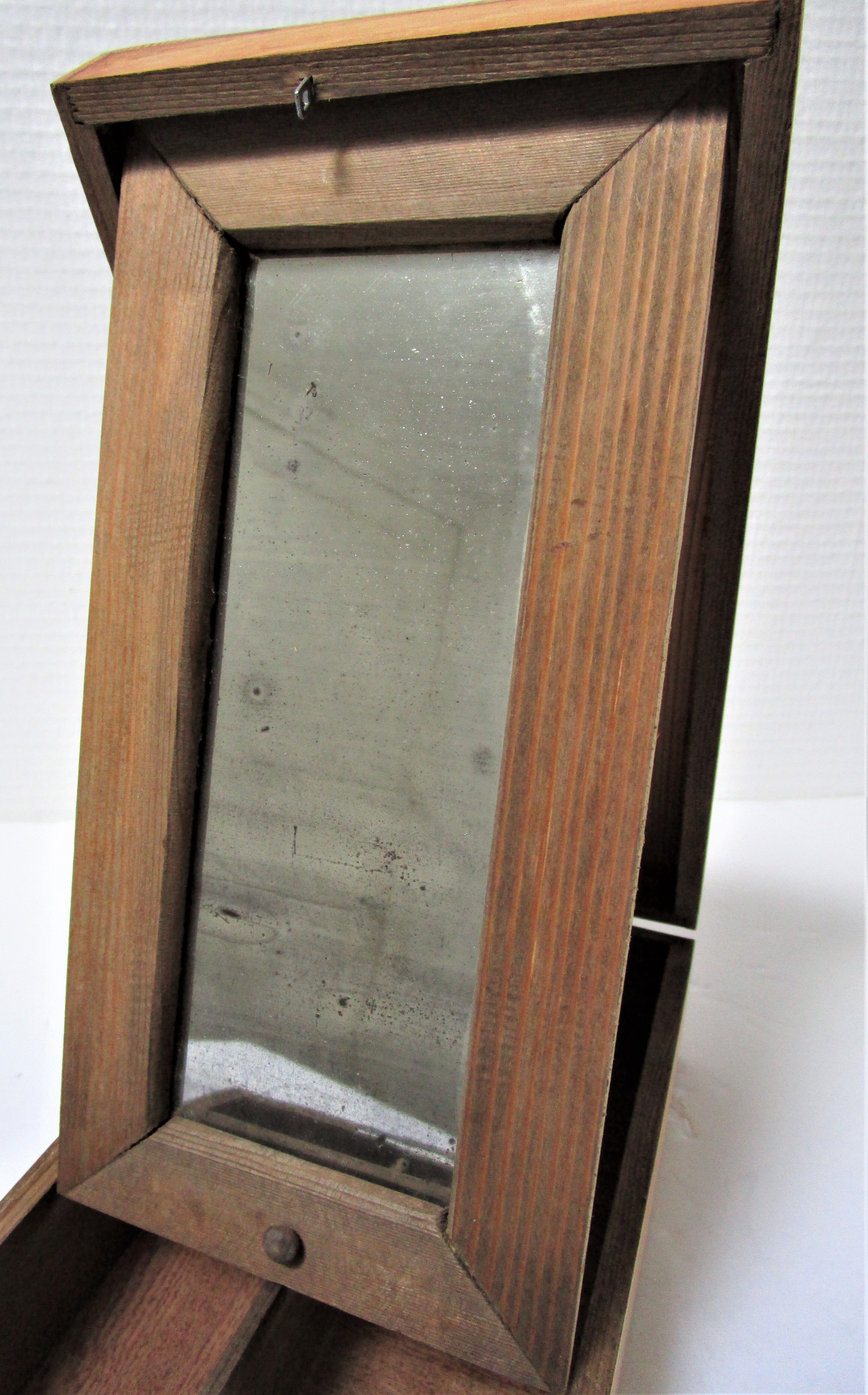 Wooden jewel box with patinated mirror early 20th century