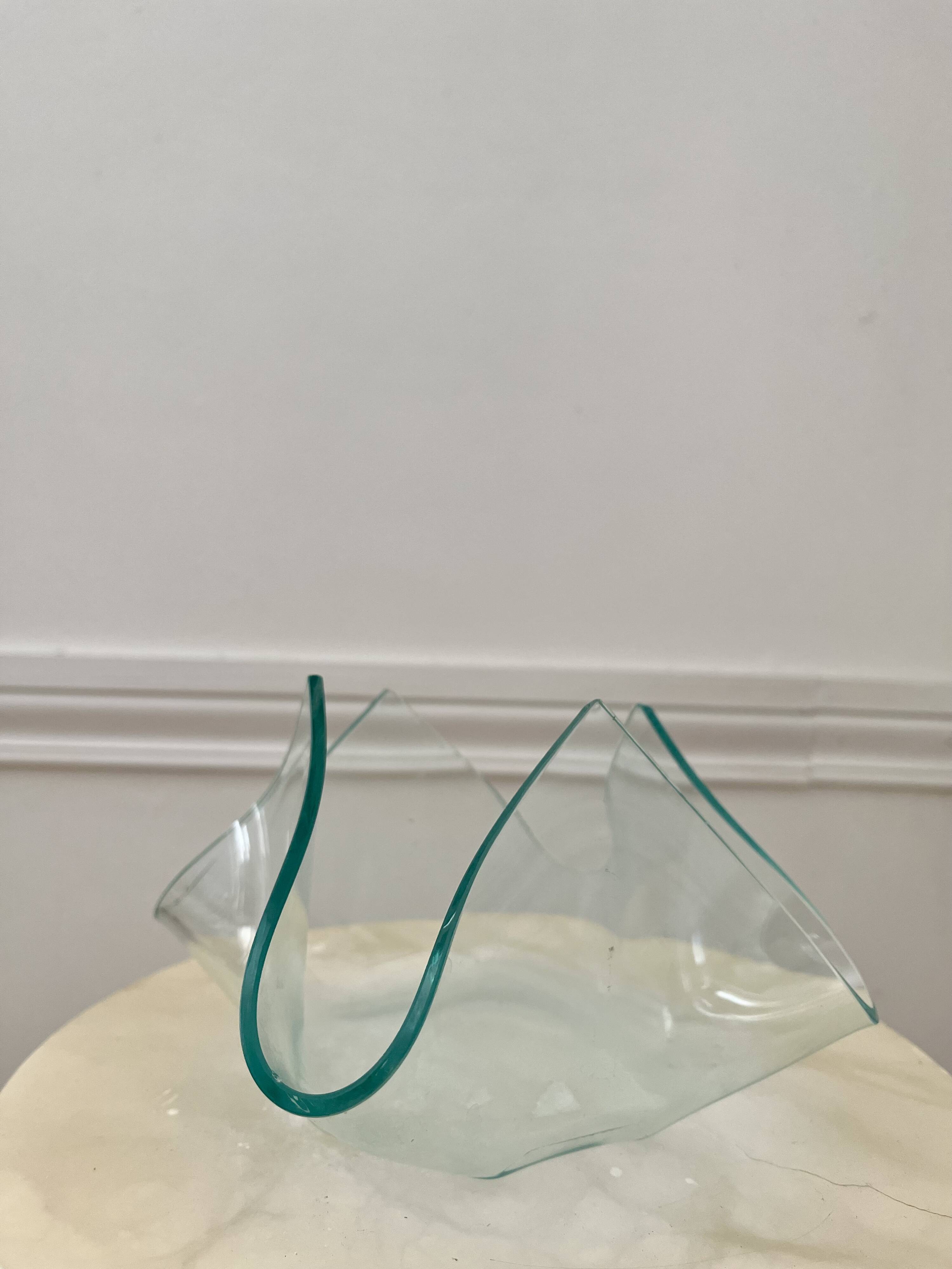 Empty pocket in the shape of a handkerchief in glass