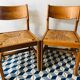 4 vintage pine chairs sitting straw