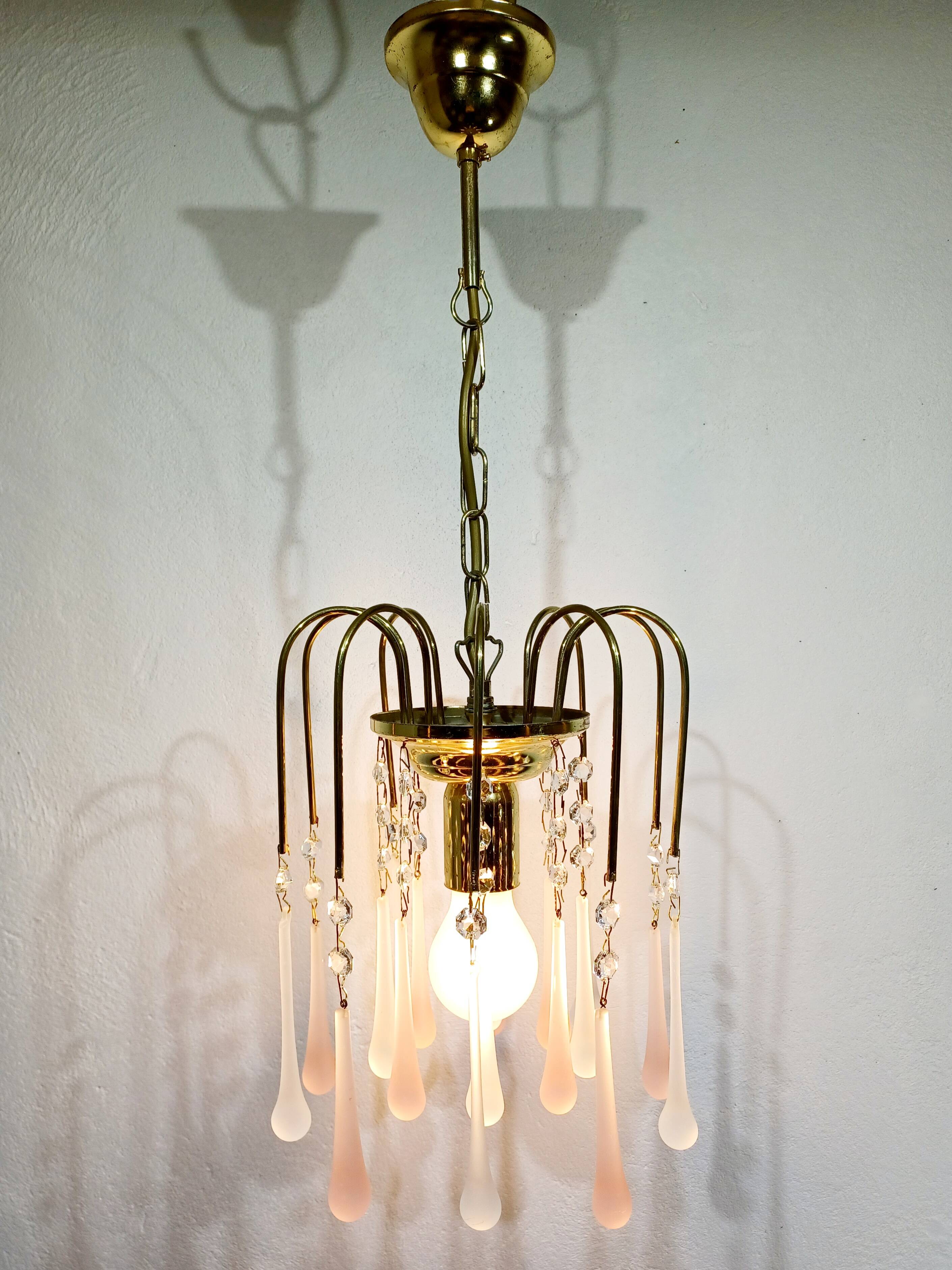 Murano Chandelier Gold Metal 1 Light