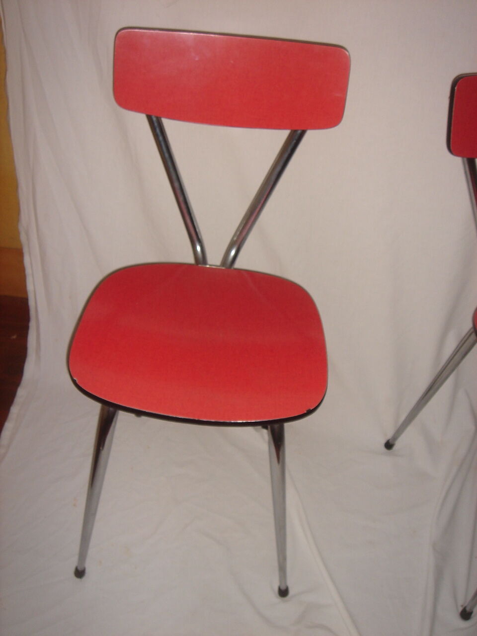 red formica table - 4 red formica chairs, 1960