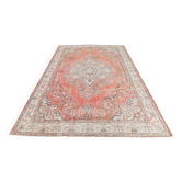 Tapis vintage anatolien tissé à la main en rose saumon, 206x392 cm