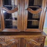 Louis XV period cherry wood sideboard with two glass panels