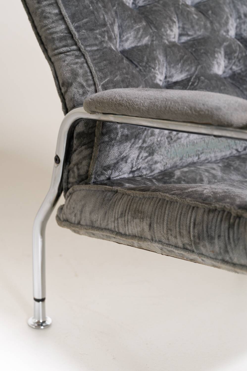 Scandinavian armchairs in velvet and steel, 1970s