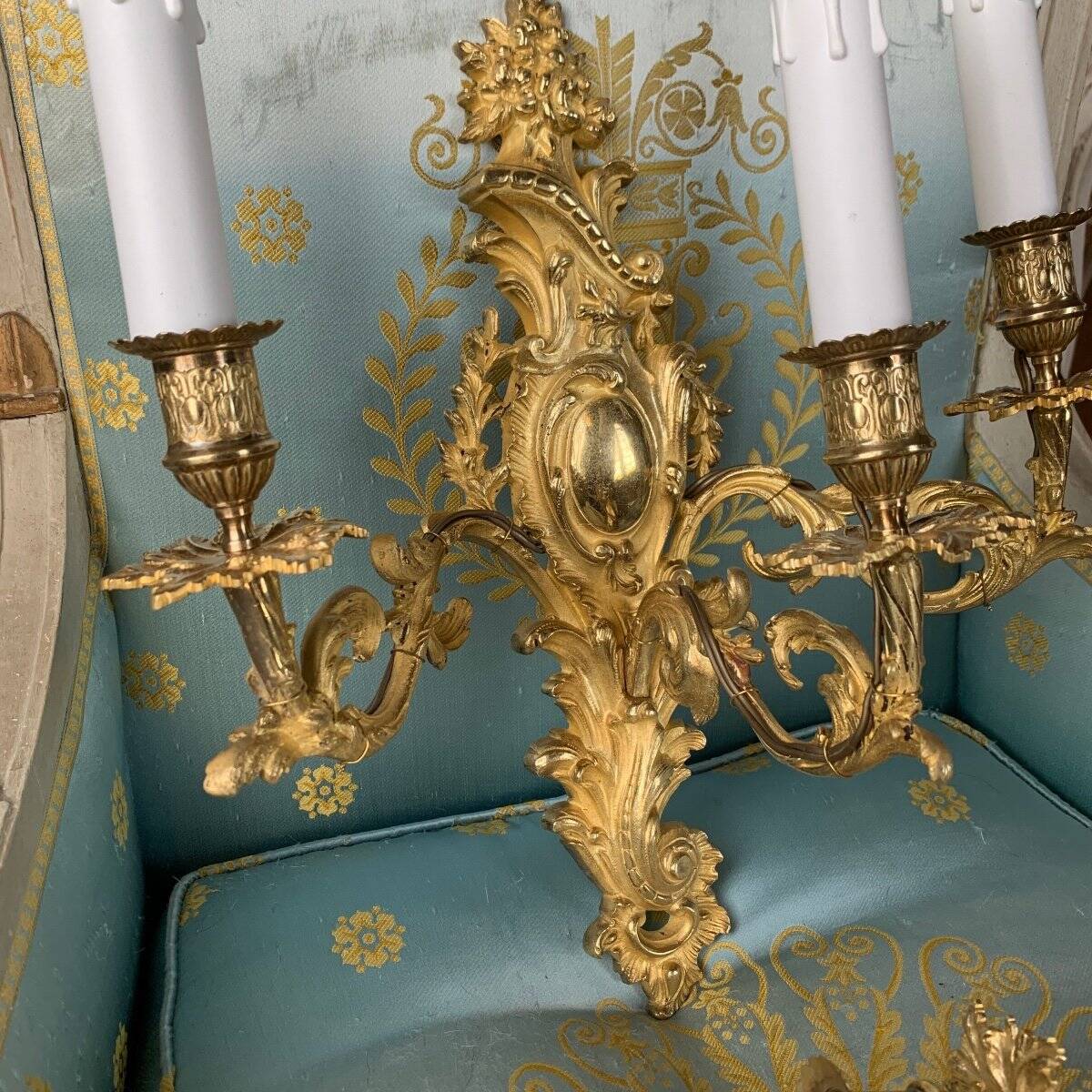 Pair of gilded bronze wall sconces