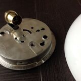 Half moon ceiling lamp in vintage white opaline 60s-70s