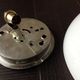 Half moon ceiling lamp in vintage white opaline 60s-70s