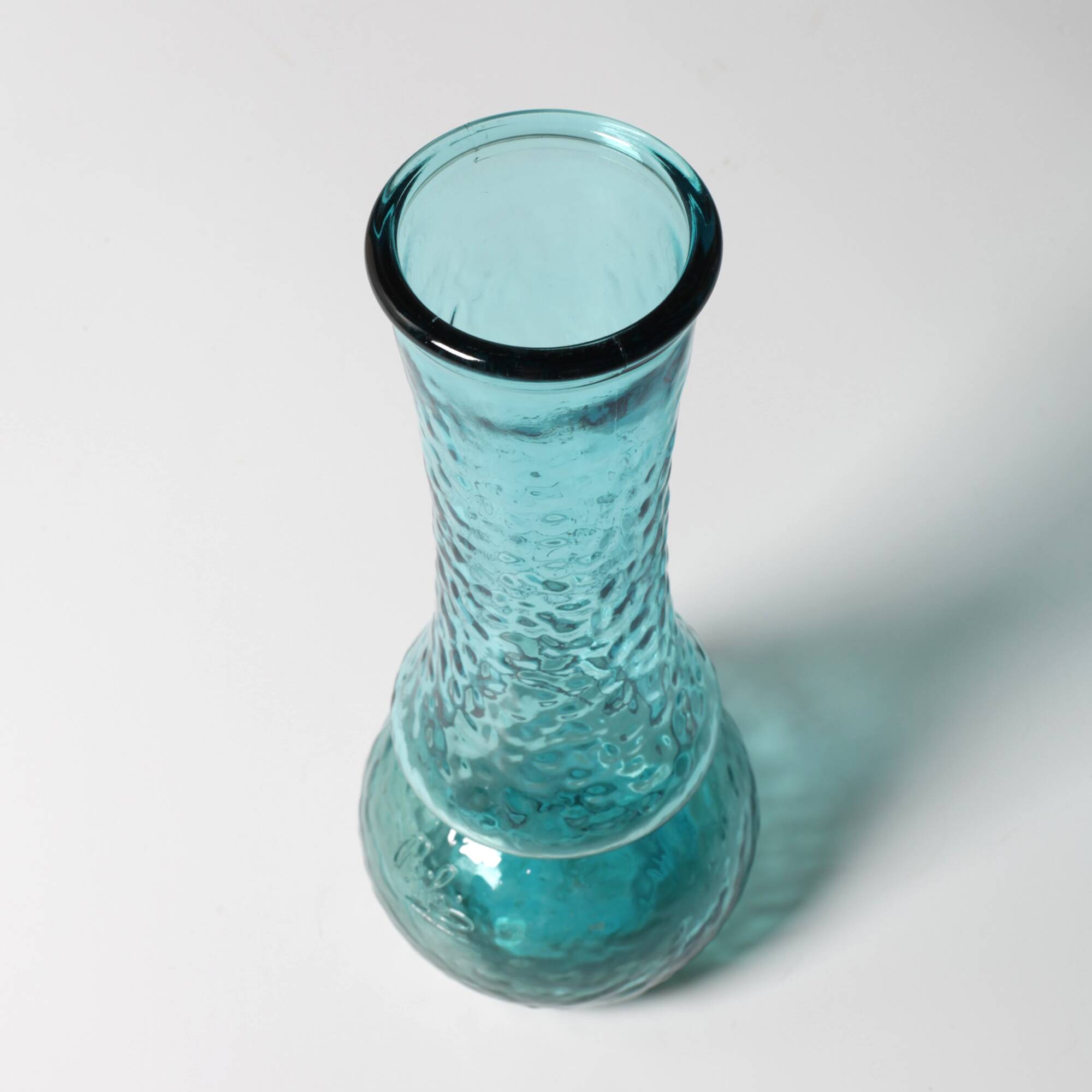 Turquoise Stylish Glass Flower Vase / Bibi / Italy / 1980s