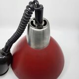 Vintage 1950s Red Metal Industrial Pendant Light