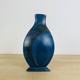 Blue ceramic vase, triangular and pot-bellied