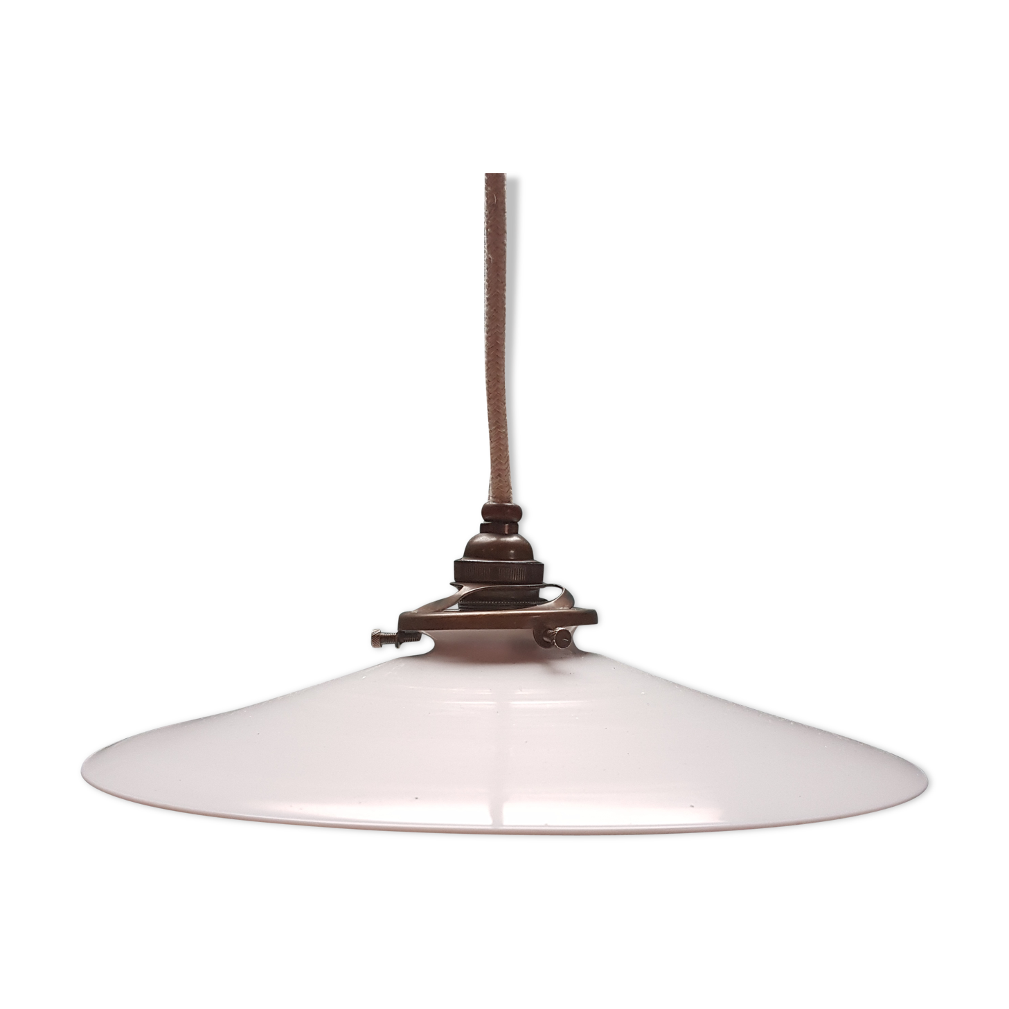 White opaline hanging lamp cable hemp