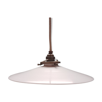 White opaline hanging lamp cable hemp