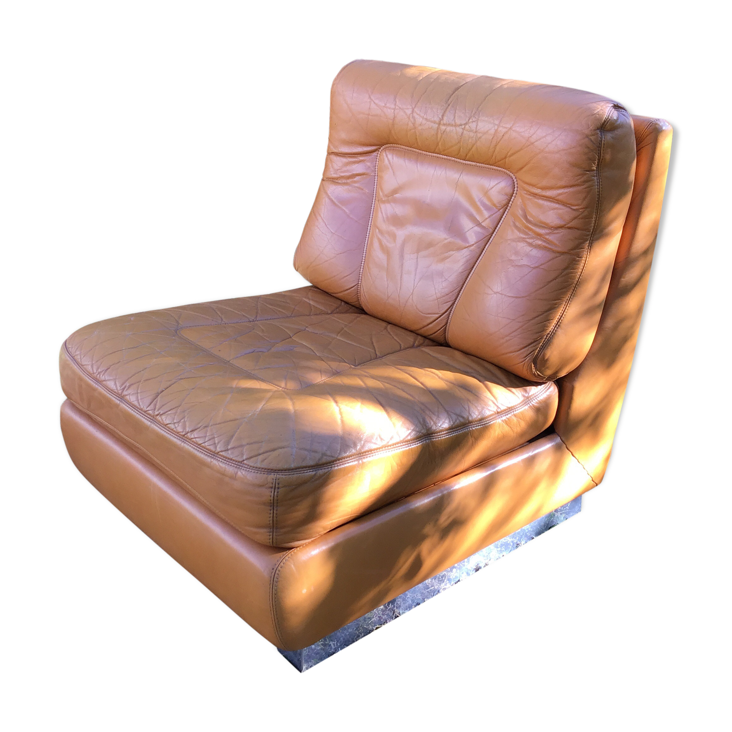 Chauffeuse Jacques Charpentier design vintage en cuir